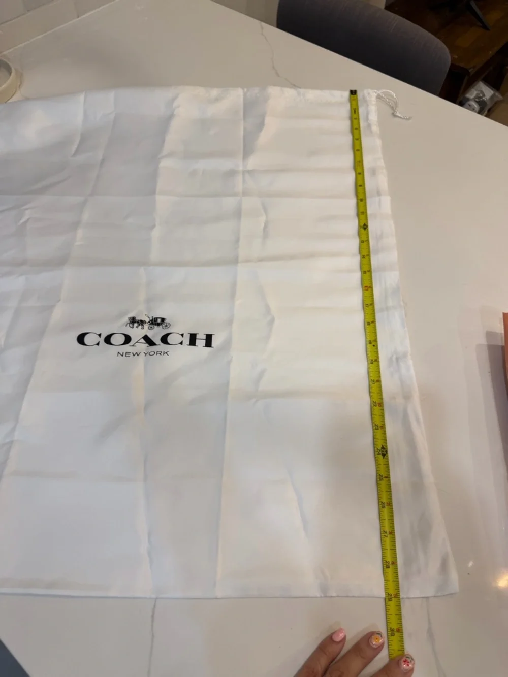 Coach White Drawstring Logo Dust Bag - Picture 3 of 4